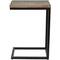Brown Wood Distressed C-Shaped Accent Table with Black Metal Base 13" x 18" x 26"